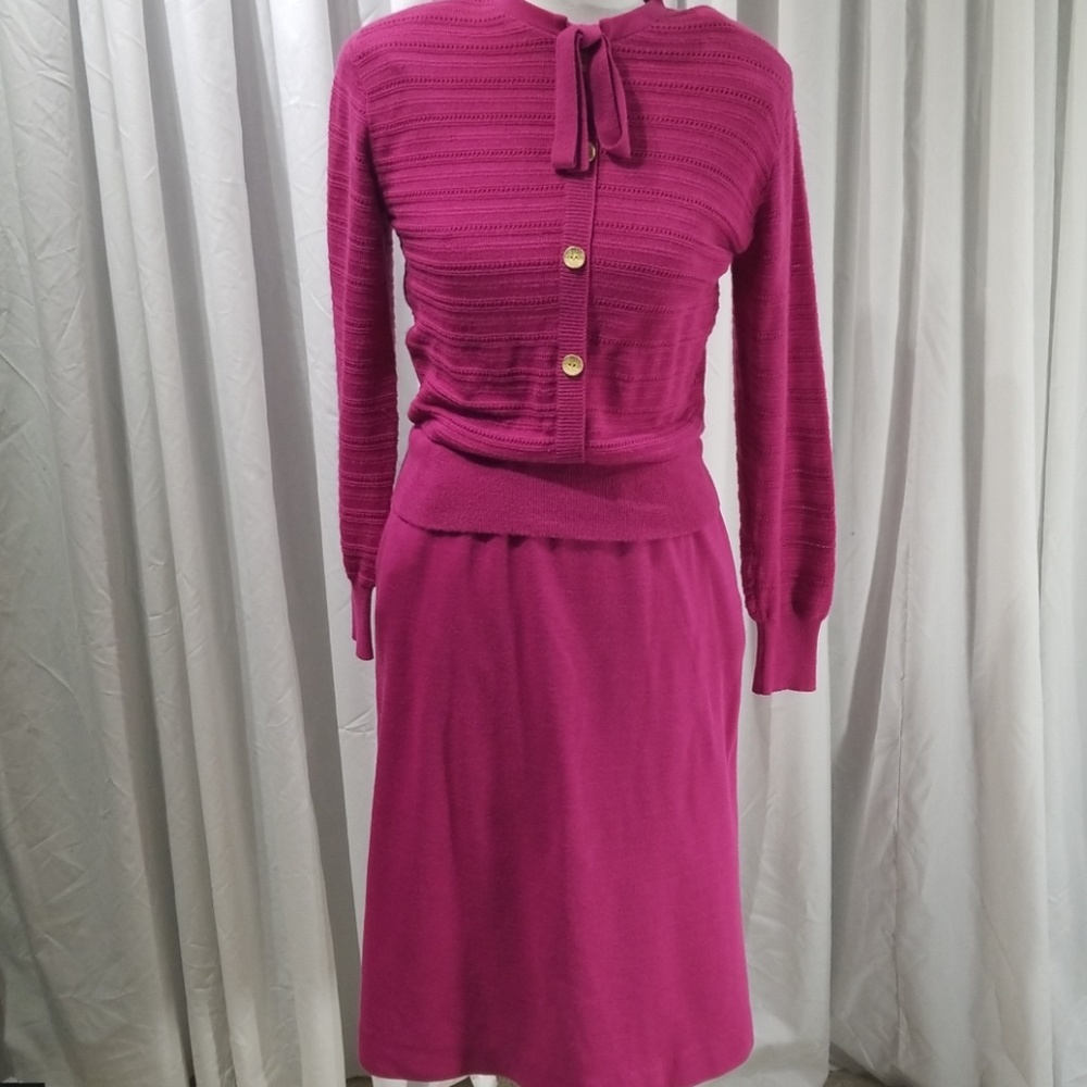 Ciao vintage sweater dress. Hot pink. Gold buttons